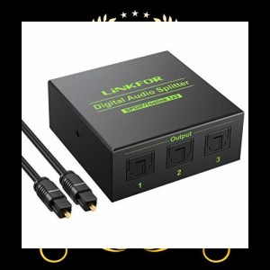 LiNKFOR SPDIF/TosLink 光デジタル 分配器 1入力3出力 LPCM2.0 DTS Dolby-AC3に対応 USBケーブルと光ケーブル付属 PS3/XBOX/Blue-Ray/DVD