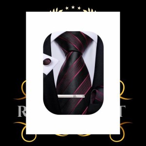 [DiBanGu] ネクタイ 黒 赤 ストライプ ビジネス用 ネクタイセット メンズ フォーマル 入学式