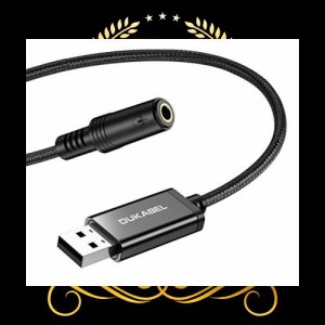 DuKabel 1.2M USB外付け サウンドカード usb イヤホンジャック 変換 USBポート-4極（TRRS） USB オーディオ変換アダプタ 3.5mm ミニ ジャ