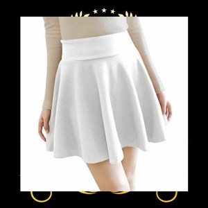 [Euyqs] レデース フレア Aライン ミニスカート ハイウェスト (XL, mini ホワイト)