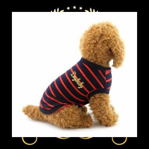 ZUNEA 犬の服 春 夏 タンクトップ 小型犬用 綿製 ストライプ Tシャツ ボーダー柄 おしゃれ かわいい クール ベスト ペット洋服 可愛い 人