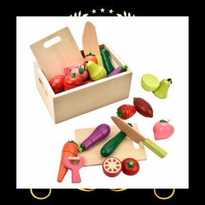 CARLORBO おもちゃ おままごと 新鮮お野菜＆果物 木製切れちゃう！マグネット式 フルーツ＆おやさいセット 子供 モンテッソーリ玩具 木箱