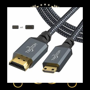 Twozoh Mini HDMI to HDMIケーブル 0.3M, 4K 60Hz UHD Mini-HDMIオス-HDMIオス変換ケーブル,HDMI ケーブル タイプC (HDMIミニ)