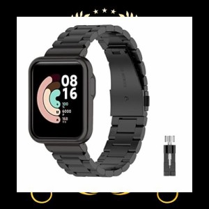 Comtax Compatible For Xiaomi Mi Watch Lite/Redmi Watch 替えベルト 金属ベルト 合金製 腕時計交換バンド ストラップ オシャレ (ブラッ