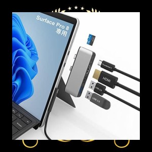 Surface Pro 8 USB ハブ USB-C Thunerbolt 4 (ディスプレイ+データ+PD充電) + 4K HDMIポート + USB3.0 + USB2.0 + TF (Micro SD) カード