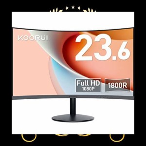 KOORUI モニター 24 インチ 湾曲モニター 1080P 曲面モニター VA非光沢・1800R曲面 /60 HZ/VGA/HDMI/sRGB/傾き調整 湾曲 ゲーミングモニ