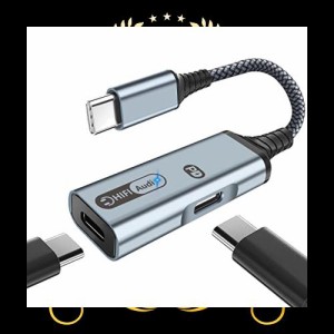 2in1 タイプCイヤホン変換アダプタ USB Type-C イヤホン変換 ケーブル DAC搭載 32bit/384kHz Hi-Fi音質 高耐久編組ナイロンケーブル PD 6