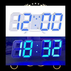 2022新型 HKING LEDデジタル時計 目覚まし時計 明るさ調整 壁掛け 置き時計 3D led wall clock スヌーズ アラーム 日本語取扱説明書付き 