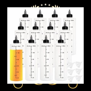 12個セット120ml プラスチックボトルド ロッパーボトル 半透明 目盛り付き プラモデル 塗料 小分けボトル スポイトボトル 塗料液体容器 