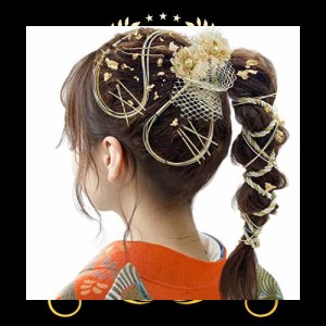 【JZOON 髪飾り】成人式 水引 金箔 銀箔 組紐 人気 ロープ ゴールド シルバー ヘアアクセサリー 前撮り 振袖 卒業式 結婚式 和装 袴 着物