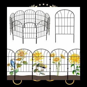 MITOUER【2023最新型】ガーデンフェンス アイアンフェンス 10枚セット ブラック 防錆 植物や花を保護 花壇 菜園 柵 塀 庭 犬 ガーデン 仕