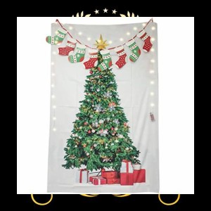 【LEISURE CLUB】クリスマスツリー タペストリー led クリスマス 飾り 大判 特大 壁掛け 装飾布 150cm*100cm イルミネーションライト 3m 
