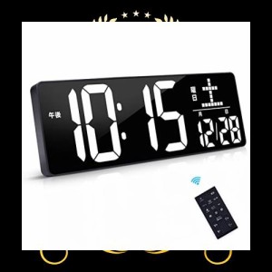 Xflyee デジタル時計 壁掛け 大型 led 置き時計 clock 目覚まし時計 明るさ調整 ac電源 タイマー アラーム スヌーズ機能 年/月/日 温度/