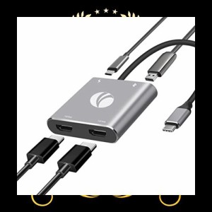 VCOM USB ハブ Type c HDMI 2ポート4-in-1 変換アダプター【 HDMI+HDMI 】hdmi分配 4K@60デュアル MST支持 Thunderbolt 3 対応 100W急速P