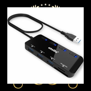 atolla SDカードリーダー USB3.0 カードリーダー USBハブ 5-in-1 USB3.0ポート+SD＆TF/microSDカードリーダー 同時読み書き【microSDXC/m