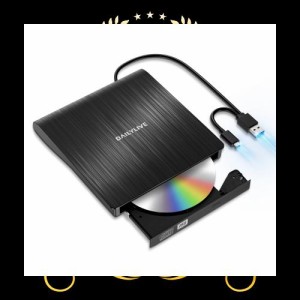 【2024新登場】DAILYLIVE ブラック 外付けDVD/CDドライブ DVDレコ DVD-Rプレイヤー USB3.0＆Type-C両用 内蔵ケーブル Window/Linux/Mac O