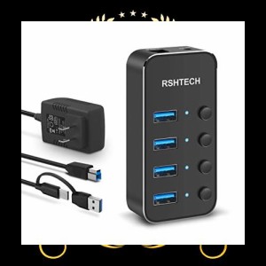 【2023アップグレード版】RSHTECH USBハブ 電源 2 in 1 ケーブル 付き4ポート TypeC USB Hub 3.0 アルミ製 5Gbps高速転送 セルフパワーと