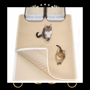 Ycozy 特大猫砂マット 90×60cm 猫トイレマット ダブルサイドベルクロ 4面開口デザイン 猫砂取りマット 飛び散り防止マット 二重EVA 猫マ