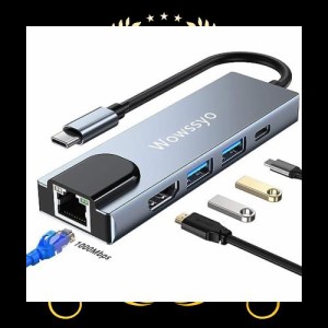 【2023高機能版】USB Cハブ 5-in-1 タイプCハブ ドッキング変換アダプタ[ 4K HDMI/1Gbps イーサネット/PD 100W/USB 3.0] MacBook Pro Air