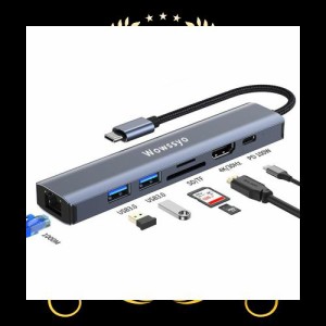 【2023高機能版】USB Cハブ 7-in-1 タイプCハブ ドッキング変換アダプタ[ 4K HDMI/ 1Gbpsイーサネット/ PD 100W / USB 3.0 / SD＆TF] Mac