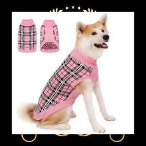 ThinkPet 大型犬用セーター - 大型犬用犬用クリスマスセーター 女の子 男の子 - 犬用服 ニット 暖かい 柔らかい 寒い季節用 (千鳥格子ピ