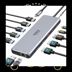 USB C ドッキングステーション type c ドッキングステーション hdmi 2つ 長持ちアルミ製 usbハブtype c【13 in 1】 3画面モード トリプル