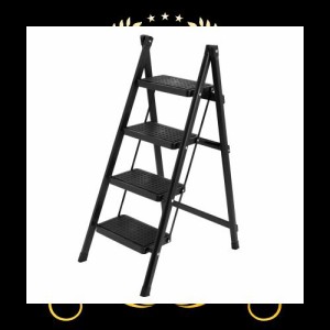 HEVUMYI 脚立 4段 折り畳み 手すり付き おしゃれ 梯子 step ladder 軽量はしご コンパクト 耐荷重150KG 滑り止めキャップ付き ステップ台