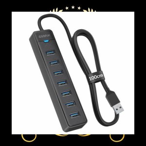 iDsonix 7ポート USB ハブ 3.0 [1m ケーブル] USB 拡張ハブ 高速5Gbps データ送信、USB マルチポート アダプタ、usb3.0 ハブ ロングケー