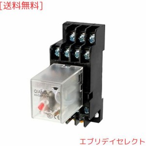 uxcell リレー 24V 電磁リレー 汎用リレー ソケットベース付き DC24V レッド指示ライト 14ピン 4P4T