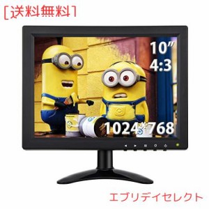 TPEKKA 10インチ モニター 4:3 IPS ディスプレイ 1024x768 モニタ HDMI/BNC/VGA/AV 対応 178°視野角 小型 Raspberry Pi/Windows TV CCTV