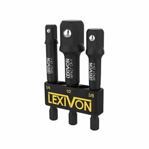 LEXIVON インパクトグレードソケットアダプターセット、76.2mm (3インチ) ホルダー付延長ビット | 6.35mm (1/4インチ)、9.5mm (3/8インチ