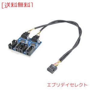 Kalolary 9ピンUSBヘッダー 増設 オス1〜4メス延長ケーブル カード マザーボード USB2.0ヘッダー 2分配ハブ HUB 9Pin コネクタ アダプタ 