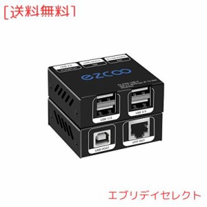 EZCOO USB 2.0 エクステンダ 165ft / 50m USB ハブ 経由 イーサネット Cat5e / Cat6、サポート Windows、MacOS、Android、Linux、4 USB 2