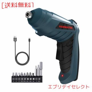 HANMATEK 電動ドライバー 小型 電動ドリル コードレス 3.6V 1500mAh 正逆転可能 照明機能付き 10本ビット DIY 家具組み立て 工具セット初