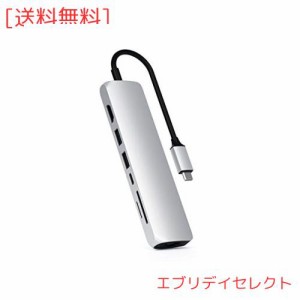 Satechi イーサネット付き スリム 7in1 USB-Cハブ (シルバー) 4K HDMI(60Hz), USB-C PD(60W), 2xUSB-A, SD/Microカードスロット (MacBook