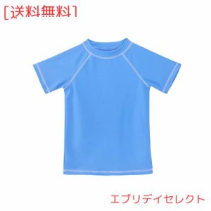 TIZAX キッズ ラッシュガード 子供 水着 半袖 Ｔシャツ UVカットUPF50+ (ブルー, 150/10T)