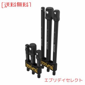 LEXIVON インパクトグレードソケットアダプターセット (6個入り)、152.4mm(6インチ)と76.2mm (3インチ) ホルダー付延長ビット | 6.35mm (