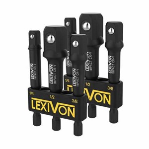 LEXIVON インパクトグレードソケットアダプターセット (２パック)、76.2mm (3インチ) ホルダー付延長ビット | 6.35mm (1/4インチ)、9.5mm