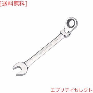 フレックスラチェットレンチ メガネレンチ 整備工具 17mm 作業 常備 車 バイク 各種メンテナンス対応 家具組み立て 鏡面仕上げ 角度調整