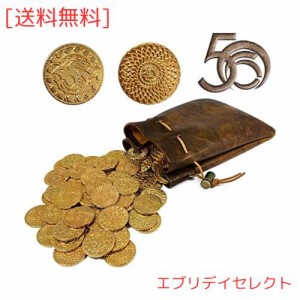 コインおもちゃ50個、RPG用金貨、DNDテーブルゲームコイン、PUレザー収納バッグ付き、RPGツール用金属コイン、ボードゲーム用コインおも