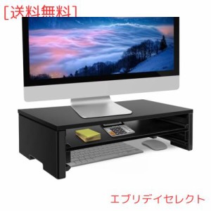 EAYHM モニター台 二段式 机上台 木製面板42.5x23.5CM PCキーボード收？ラック パソコン スタンド プリンター台