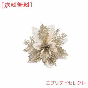 クリスマス 造花 【10個入れ】 人工花 フラワー キラキラ クリスマスツリー飾り クリスマスガーランド クリスマスリース クリスマス花輪 