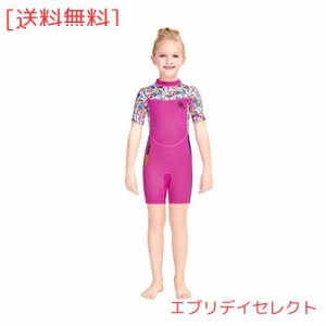 ウエットスーツ 子ども 2.5mm 半袖 ワンピース 女の子 フルスーツ スイムウェア キッズ用 日焼け防止 シュノーケリング サーフィンスーツ