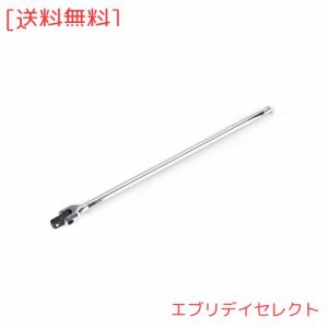 ロングスピンナーハンドル ホイールレンチ 差込角 12.7mm 1/2インチ 460mm 180°可動 CR-V鋼製 メッキ仕上げ タイヤ交換 プーリーボルト