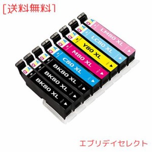 エプソン IC6CL80L 80L インクカートリッジ 8本セットｉｃ６ｃｌ８０ｌ+ICBK80L黒2本 Epson用 互換インク増量版 対応機種：ep-808aw ep-8