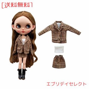 rakulifey ブライス服 スーツセット コート スカート ネオブライス衣装 オビツ24通用 ２色 (ブラウン)