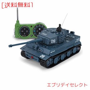 HJKLMM 戦車 ラジコン1/72ドイツのティーガーI戦車2.4GHzリモートコントロールミニ戦車、回転砲塔と音付き (D)