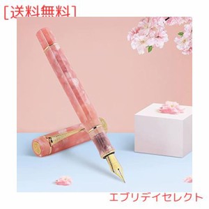 JINHAO 万年筆 ローズゴールドメッキ 細字 滑らかな書き心地 クラシックペン インクコンバーター付き Fountain Pen (粉)