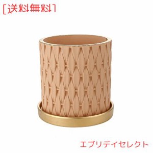 鉢カバー おしゃれ 植木鉢 陶器 鉢 プランター - 円筒形 セラミック 陶器-鉢 鉢植えおしゃれ 排水穴 穴付き受け皿付き15cm シンプル イン