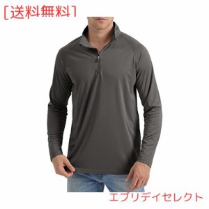 [TACVASEN] ロングスリーブ メンズ インナーシャツ ロングTシャツ ハーフジッパー パーカー 紫外線カット 作業用 お釣り ダークグレー 3X